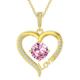 14K Gold Plated  12 Months Heart Birthstone Pendant Necklace Birthday Wedding Anniversary Jewelry Gifts for Women