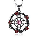Sterling Silver Black Heart Skeleton Birthstone Necklace With Engraved Halloween Gift