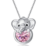 Sterling Silver 12 Month Birthstone Elephant Pendant Necklace