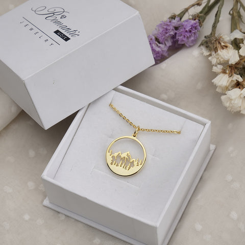 14K Gold Mountain Pendant Necklace