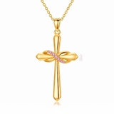 14K Gold Plated Birthstone Infinity  Cross Pendant NecklaceJewelry for Women