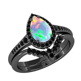 Sterling Silver 3.0CT Pear-Shaped Wedding  Engagement Ring Set For Women