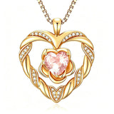 14K Gold Plated  Birthstone Rose Flower Heart Necklaces for Women  Birthday Christams Valentine's Day Jewelry Gift