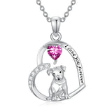 Sterling Silver 12 Month Birthstone Schnauzer Chihuahua Pitbull Pug Pendant Necklace for Women