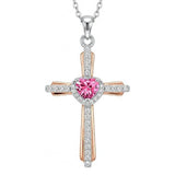 14K Gold Plated Birthstone Cross Necklace for Women  Protection Jewelry