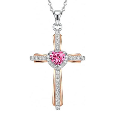 14K Gold Plated Birthstone Cross Necklace for Women  Protection Jewelry