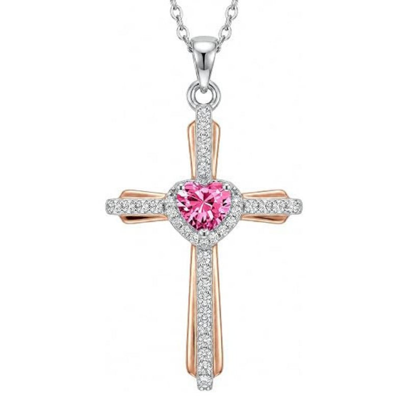 14K Gold Plated Birthstone Cross Necklace for Women  Protection Jewelry