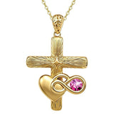 14K Gold Plated Cubic Zirconia Infinity Heart Pendant Necklace for Women