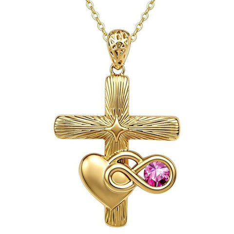 14K Gold Plated Cubic Zirconia Infinity Heart Pendant Necklace for Women