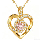 14K Gold Plated Love Heart Birthstone Necklace for Women