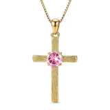 14K Gold Plated  Birthstone Cross Necklace  Pendant Necklace Mother's Day Birthday Gifts for Women