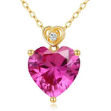 14K Gold 3 Carat Heart-cut Birthstone Pendant Necklace