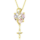 14K Gold Plated  Heart Birthstone Butterfly Infinity Angel WingPendant Necklace for Women