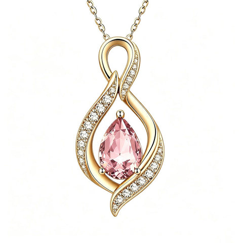 14K Gold Plated  Birthstone Infinity Symbol Pendant  Necklace Anniversary Christmas Birthday Jewelry Gift