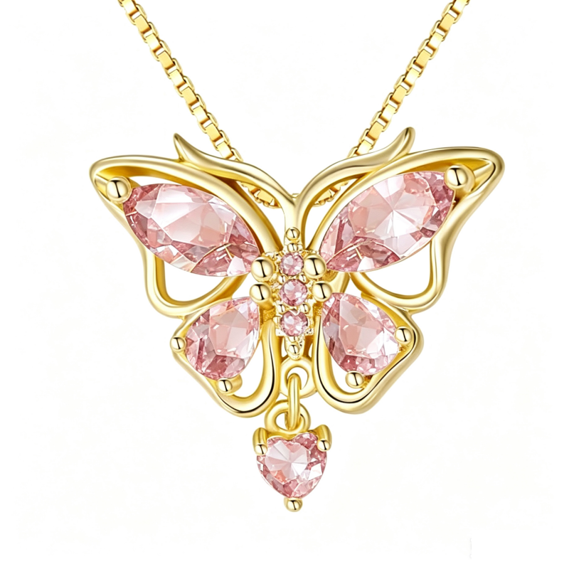 14K Gold Plated Birthstone Butterfly Necklace for Women Ideal Gift for Anniversary Christmas Birthday