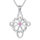 Sterling Silver 12 Birthstones Twisted Cross Necklace for Women