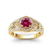 10K Gold 14K Gold 18K GoldRound Cut Ivy Gemstone Vintage Rings for Women
