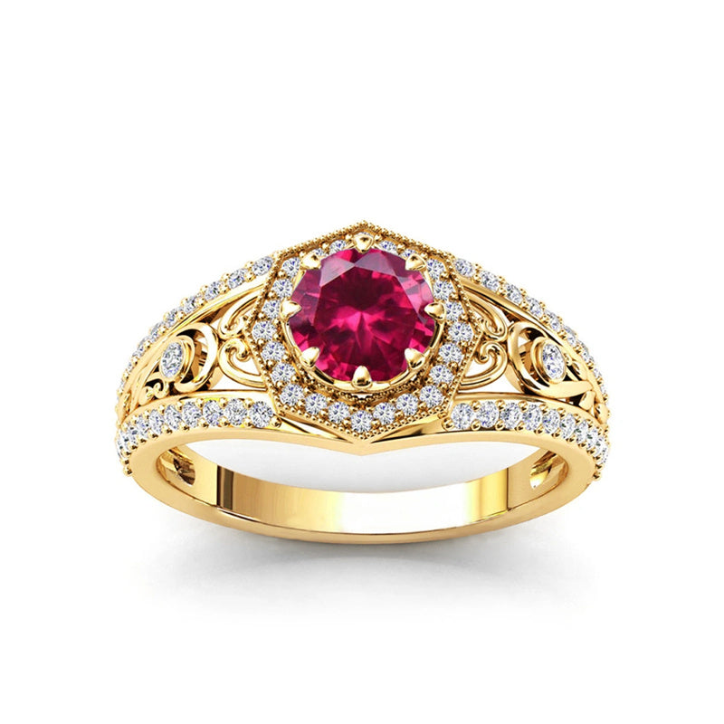10K Gold 14K Gold 18K Gold  Round Cut Ivy Gemstone Vintage Rings for Women