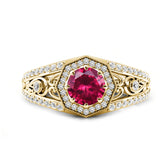 10K Gold 14K Gold 18K Gold  Round Cut Ivy Gemstone Vintage Rings for Women