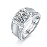 10K Gold 14K Gold 18K Gold Princess Cut Shaped Moissanite Personalized Engraving & Engagement Ring for Men