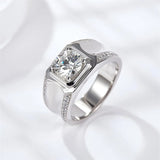 10K Gold 14K Gold 18K Gold Princess Cut Shaped Moissanite Personalized Engraving & Engagement Ring for Men