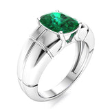 10K Gold 14K Gold 18K Gold 2 to 7 CT Cushion Cut Emerald Engagement Band for Men