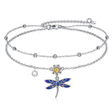 925 Sterling Silver Birthstone Dragonfly Anklet Butterfly Anklet Irish Celtic Jewelry for Women