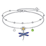 925 Sterling Silver Birthstone Dragonfly Anklet Butterfly Anklet Irish Celtic Jewelry for Women