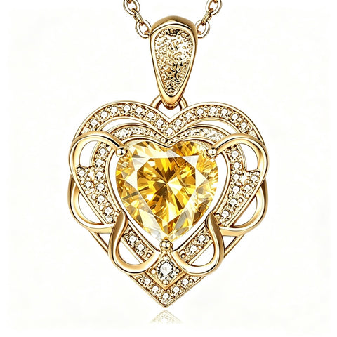 14K Gold Plated Heart Birthstone Heart Necklace for Women Fashion Wedding Anniversary Birthday Gifts