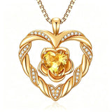 14K Gold Plated  Birthstone Rose Flower Heart Necklaces for Women  Birthday Christams Valentine's Day Jewelry Gift