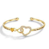 14K Gold Plated Birthstone Infinity Heart Bangle Bracelet for Women