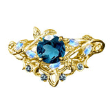 Sterling Silver 1CT Round Gemstone Engagement Wedding Bridal Anniversary Proposal Ring Set for Her