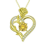 14K Gold Plated 12 Months Birthstone Rose Flower Pendant Necklace Anniversary Birthday Gift