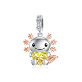 Sterling Silver Birthstone Axolotl  Bead Charm for Axolotl Lovers