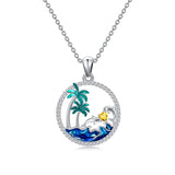 Sterling Silver Birthstone Dolphin Pendant Necklace