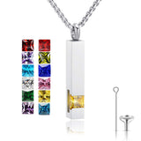 Stainless Steel Birthstones Cross Urn Necklaces for Ashes