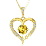 14K Gold Plated  12 Months Heart Birthstone Pendant Necklace Birthday Wedding Anniversary Jewelry Gifts for Women