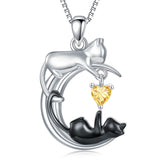 Cat Necklace 925 Silver Cat Birthstone Necklace Cat Jewelry Gift for Women Cat Lover