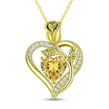 14K Gold Plated 12 Months Birthstone Rose Flower Pendant Necklace Anniversary Birthday Gift