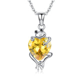 Sterling Silver Heart Birthstone Frog Pendant Necklace