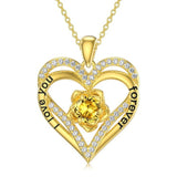 14K Gold Plated  Birthstone Rose Flower Pendant Necklace Birthday Wedding Anniversary Jewelry Gifts for Women