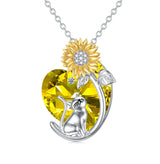 Sterling Silver Crystal Birthstone Cat Dog Pendant Necklace