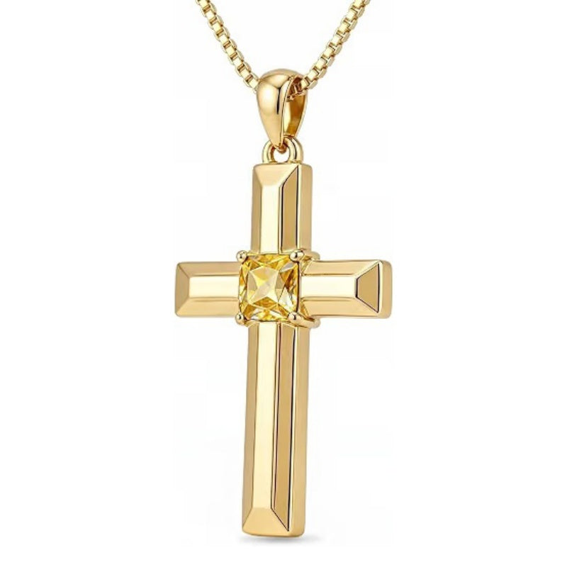 14K Gold Plated  Birthstone Cross Necklace  Pendant Necklace Mother's Day Birthday Gifts for Women