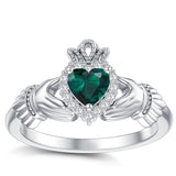 925 Silver 0.1 Cttw Natural Diamond Irish Claddagh Gemstone Rings for Women Customized Irish Claddagh Heart Promise Ring with Birthstone