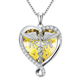 Sterling Silver Birthstone RN Medical Caduceus Pendant Necklace