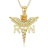 14K Gold  Plated Nurse Caduceus Necklace for Women  RN Registered Graduation Gift