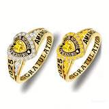 Copper Personalized Birthstone Engraved Class Rings for Women, College Senior High School Ring