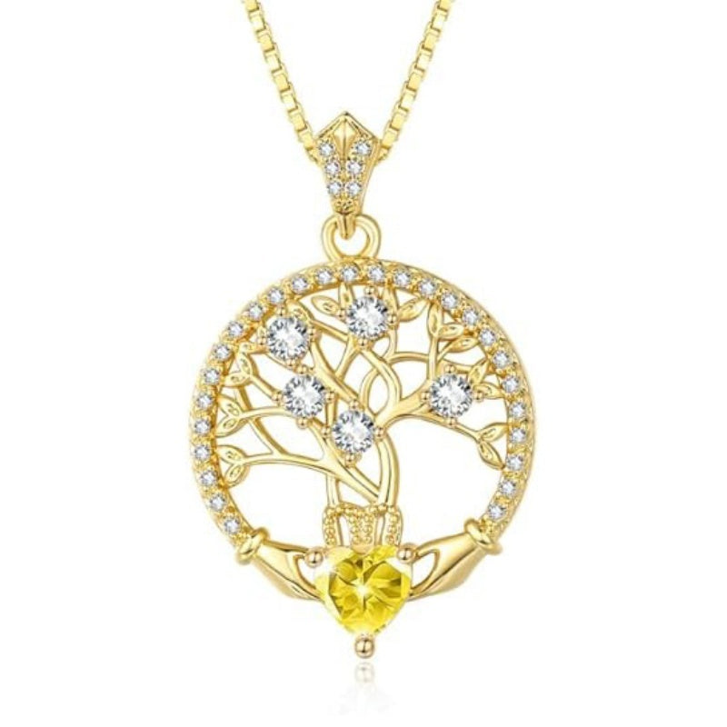 14K Gold Plated  Birthstone Tree of Life Necklaces for Women