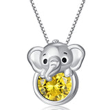 Sterling Silver 12 Month Birthstone Elephant Pendant Necklace