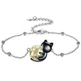 Cat Bracelet/ Anklet With Birthstone 925 Sterling Silver Cat  Gift For Women Daughter Mother